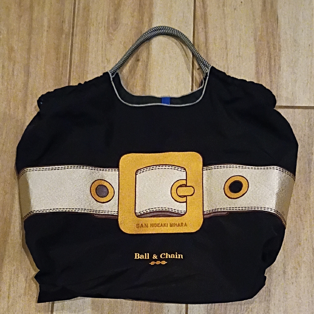 Ball & Chain San Hideaki Mihara Black Gold Buckle Tote. Large